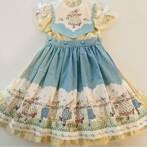 Vintage Daisy Kingdom Girls 9-10 Bunny Hop Apron Dress